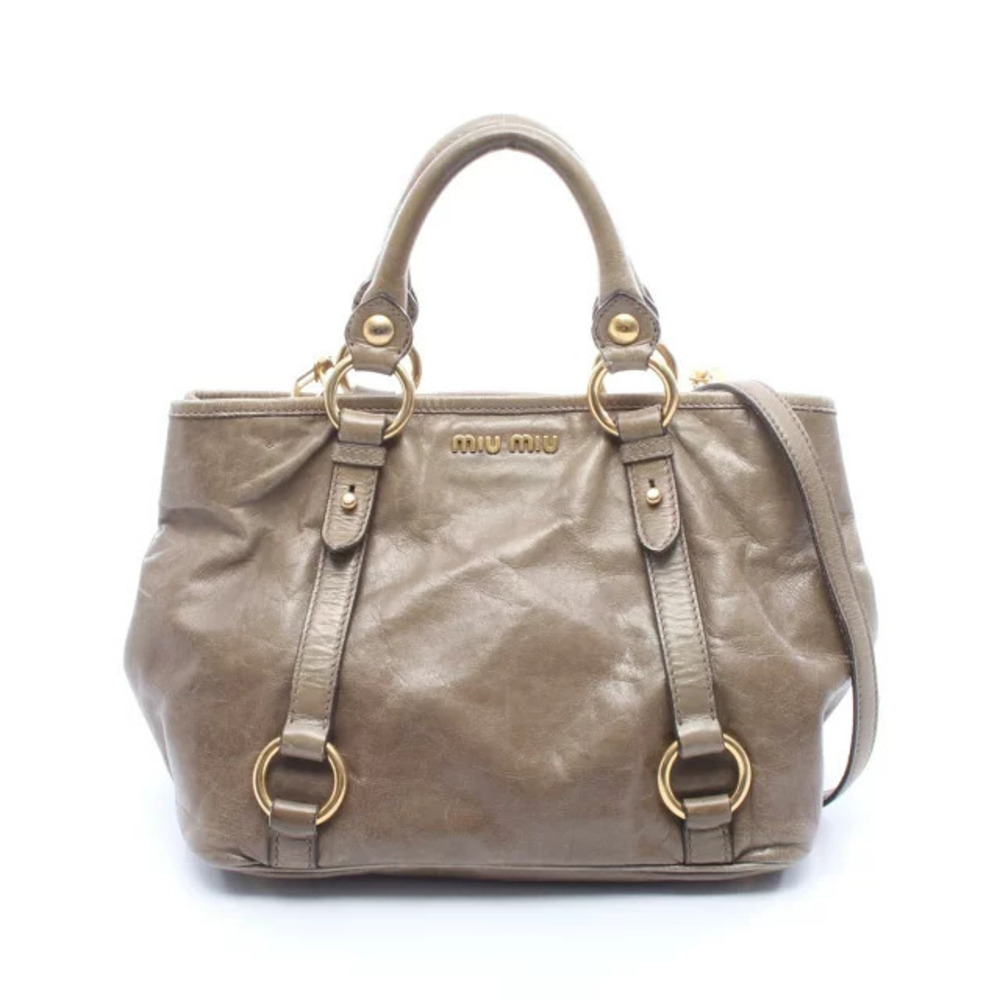 Miu Miu Shoulder Bag Handbag Leather Khaki Green